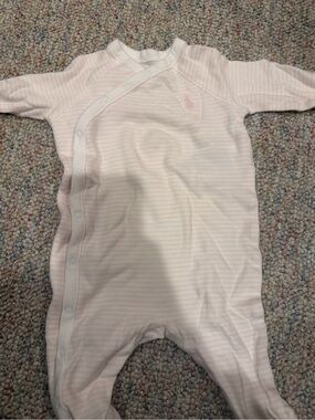 Ralph Lauren Light Pink Striped Baby Footed One-Piece